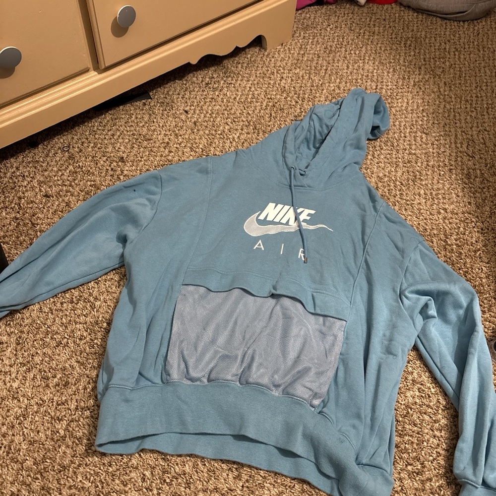 Nike Men's Teal Hoodie with Gray Pocket
